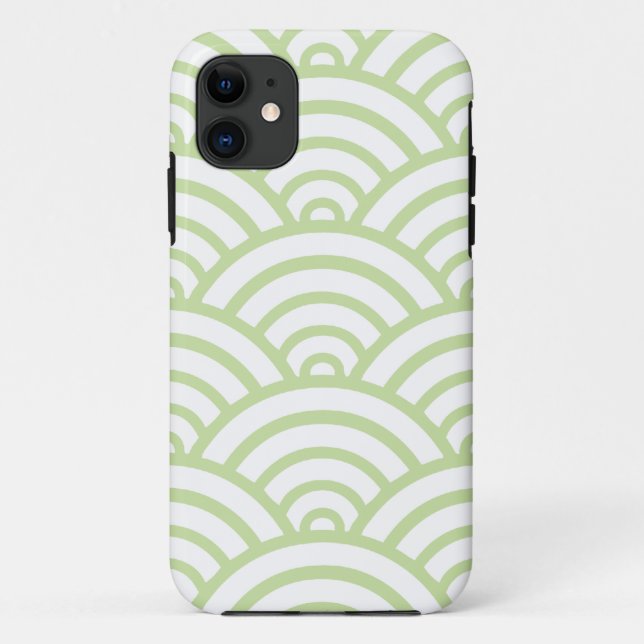 Green & White Scallop Pattern Case-Mate iPhone Case (Back)