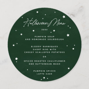 Green/White Scattered Stars Square/Round Halloween Menu