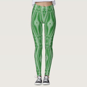 Green white seamless pattern "Ratti_Creative_Arts" Leggings