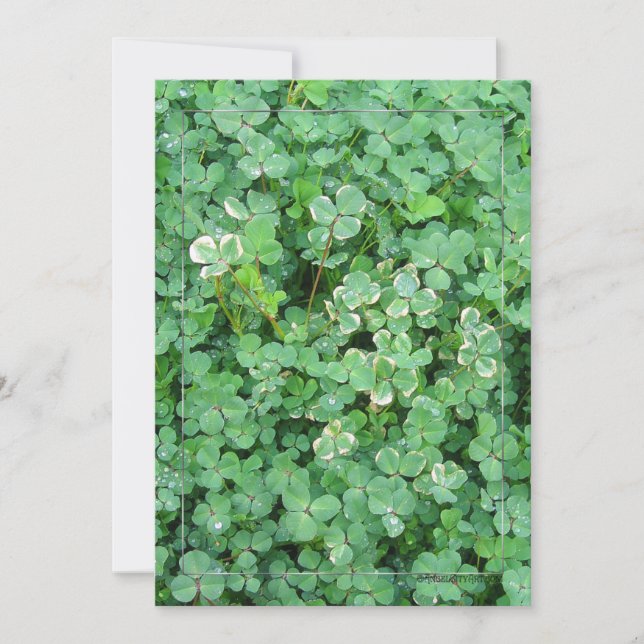 Green White Shamrocks Custom Invitations (Front)