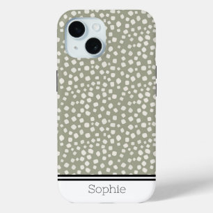 Green & White Shapes Custom iPhone 15 Case