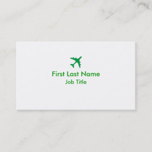 Green white simple aeroplane custom business cards