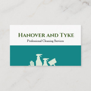 Green White Simple Professional Cleaning Business Card
