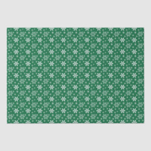 Green White Snowflakes Holiday Festive Christmas Tissue Paper