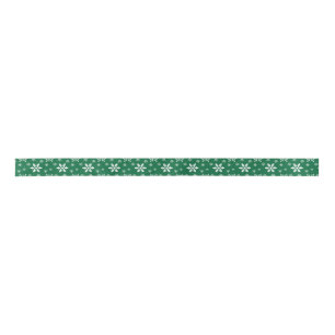 Green White Snowflakes Holidays Christmas Satin Ribbon