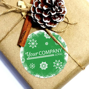Green, White Snowflakes Logo Company Sticker