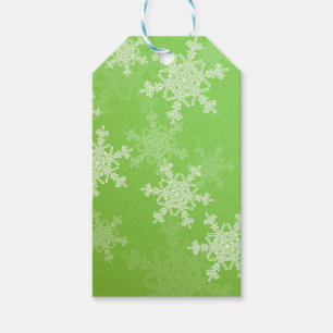Green White Snowflakes Minimalist Christmas Gift Tags
