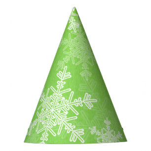 Green White Snowflakes Minimalist Christmas Party Hat