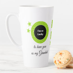 Green white so lucky Grandad with photo Latte Mug