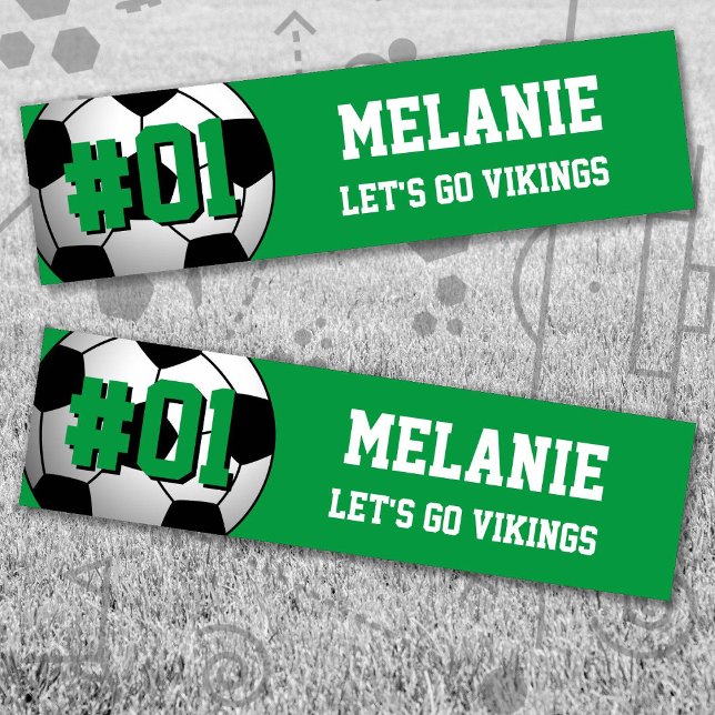 Green White Soccer Team Bumper Sticker (Green and White Soccer Let's Go Team Bumper Sticker. Celebrate your high school or college athlete.)