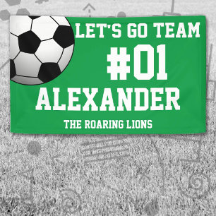 Green White Soccer Team Spirit Banner
