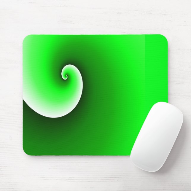 Green White Spiral Gradient Mouse Pad (With Mouse)