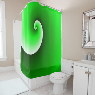 Green White Spiral Gradient Shower Curtain