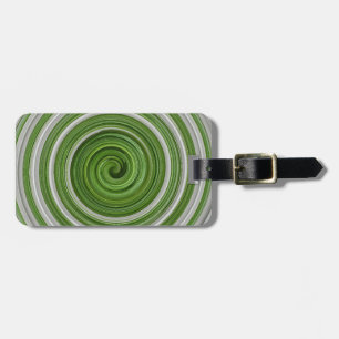 Green-white spiralpattern luggage tag