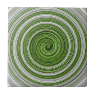 Green-white spiralpattern tile