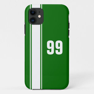 Green & White Stripe Jersey Numbered iPhone Case