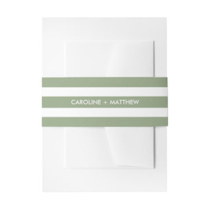 Green White Stripe Pattern Wedding Invitation Belly Band