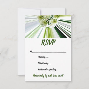 Green White Striped Floral RSVP Invitation