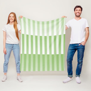 Green White Striped Pattern Fleece Blanket