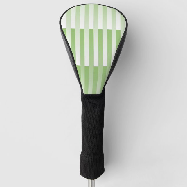 Green White Striped Pattern Golf Head Cover (Front)