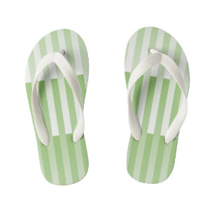 Green White Striped Pattern  Kid's Jandals