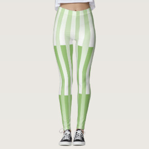 Green White Striped Pattern  Leggings
