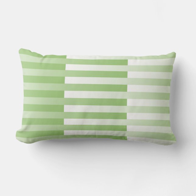 Green White Striped Pattern Lumbar Cushion (Front)