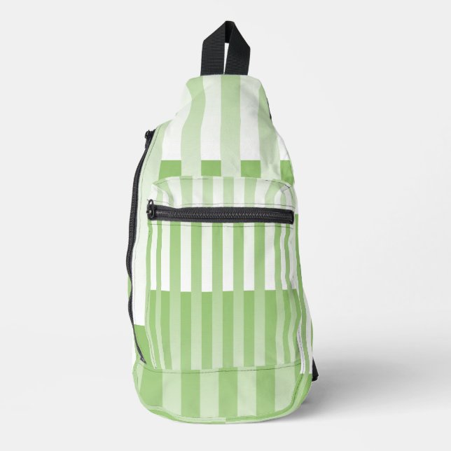 Green White Striped Pattern Sling Bag (Front)