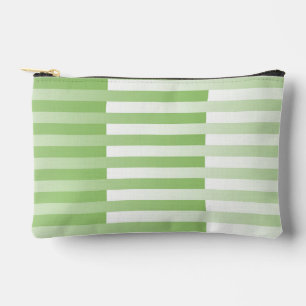 Green White Striped Pattern Small Accessory Pouch