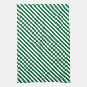 Green & White Striped Pattern Tea Towel