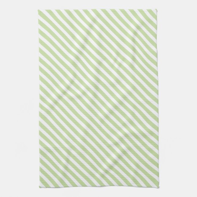 Green & White Striped Pattern Tea Towel (Vertical)