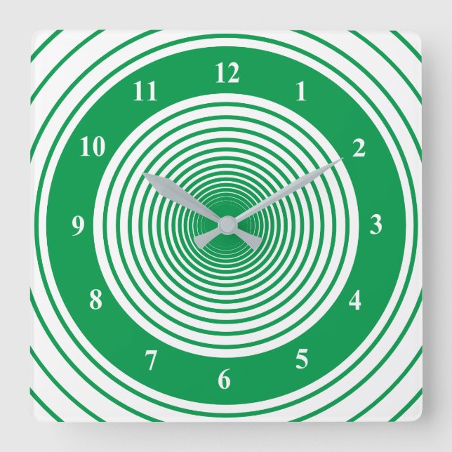 Green White Striped Wall Clock - Custom Colors (Front)