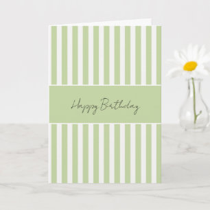 Green White Stripes Birthday Card