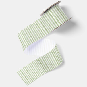 Green White Stripes Birthday Satin Ribbon