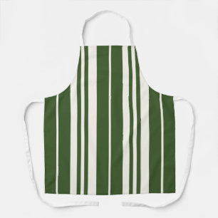 Green White Stripes Coastal Seaside Apron