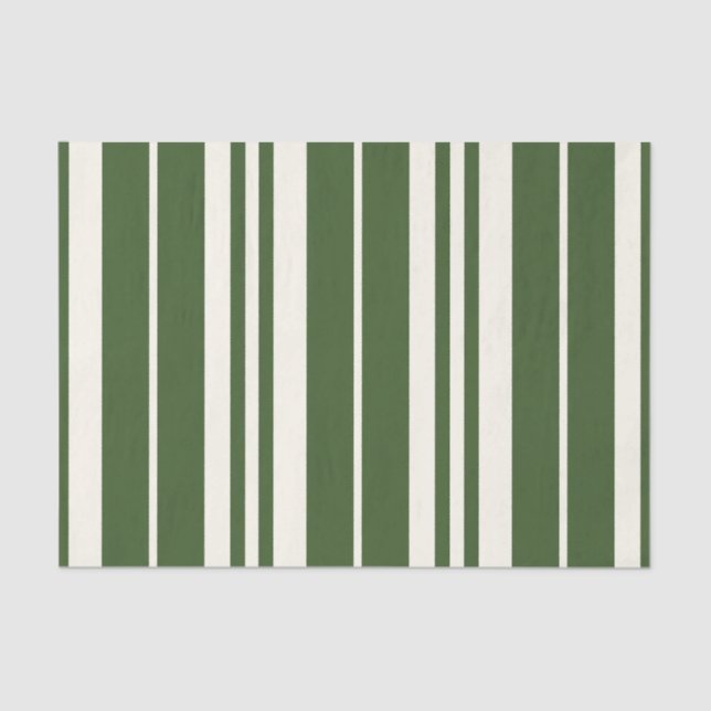 Green White Stripes Coastal Seaside Tissue Paper (Front)