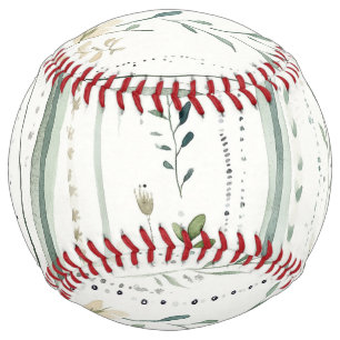 Green White Stripes Floral Softball