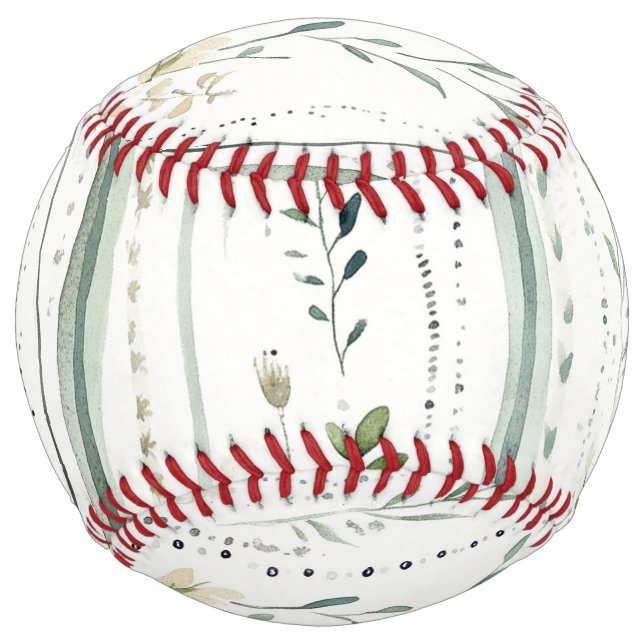 Green White Stripes Floral Softball (Front)