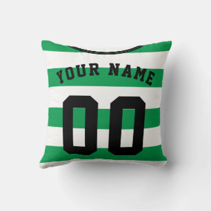Green & White Stripes Football Soccer Jersey Cushion