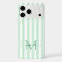 Green & White Stripes Monogram Initial