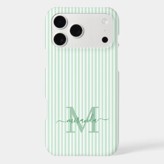 Green & White Stripes Monogram Initial