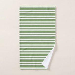 Green White Stripes Pattern Hand Towel
