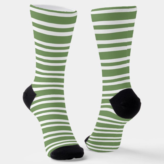 Green White Stripes Pattern Socks (Angled)