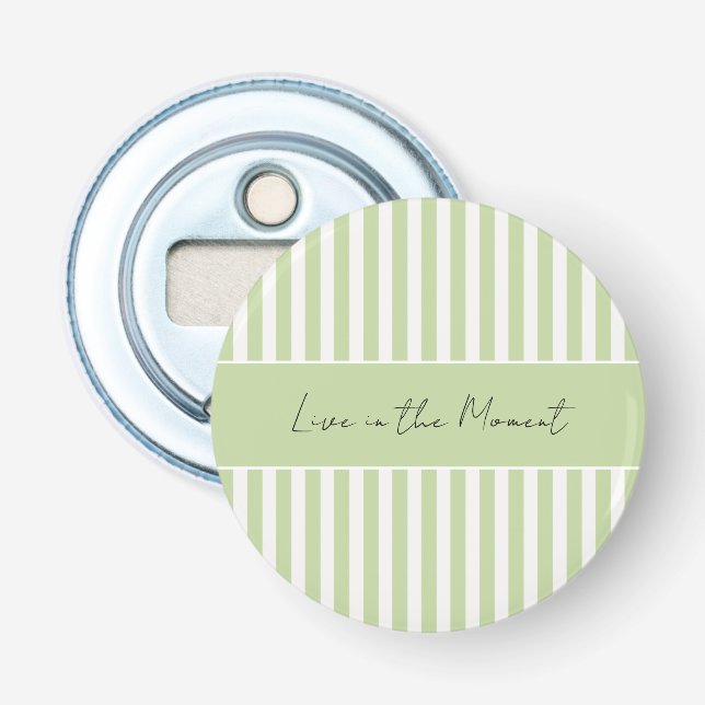 Green White Stripes Quote Bottle Opener (Front)