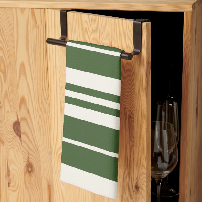 Green White Stripes  Tea Towel (Thirds Fold)
