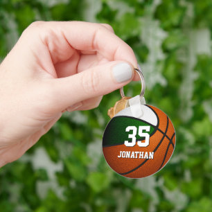 green white team colors realistic basketball key ring