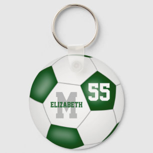 green white team colours girls boys soccer ball key ring