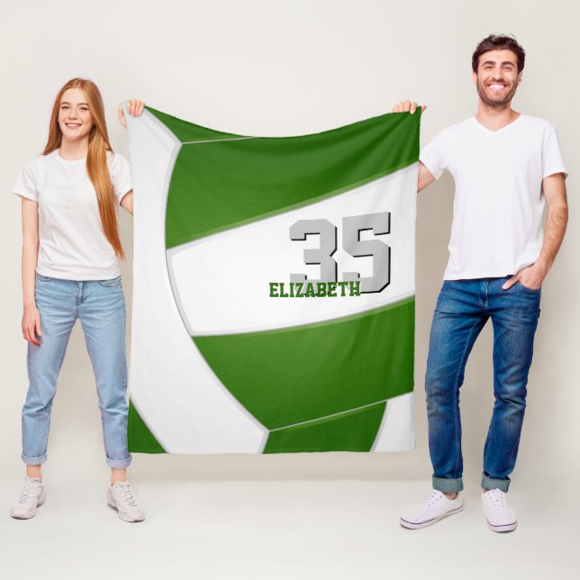 green white team colours volleyball athlete name fleece blanket (In Situ)