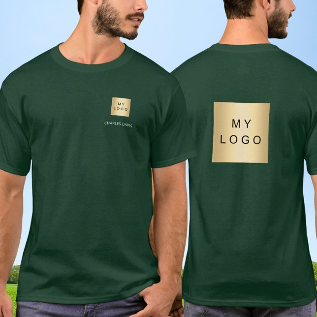 Green white team name logo business T-Shirt (Creator Uploaded)