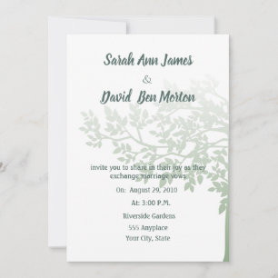Green White Tree Leaves Custom Colour Wedding Invitation